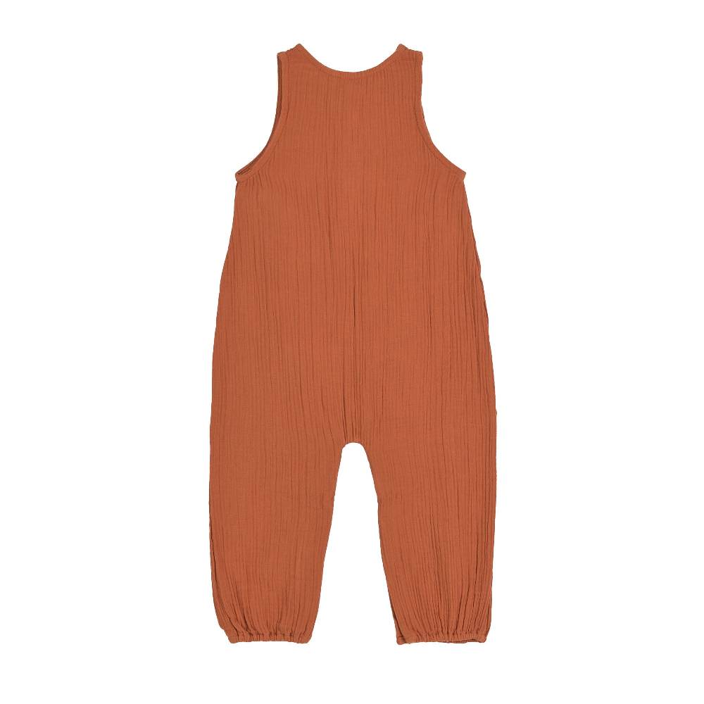 Lässig Baby Jumpsuit - Bio Baumwolle, Rostrot Auslauf