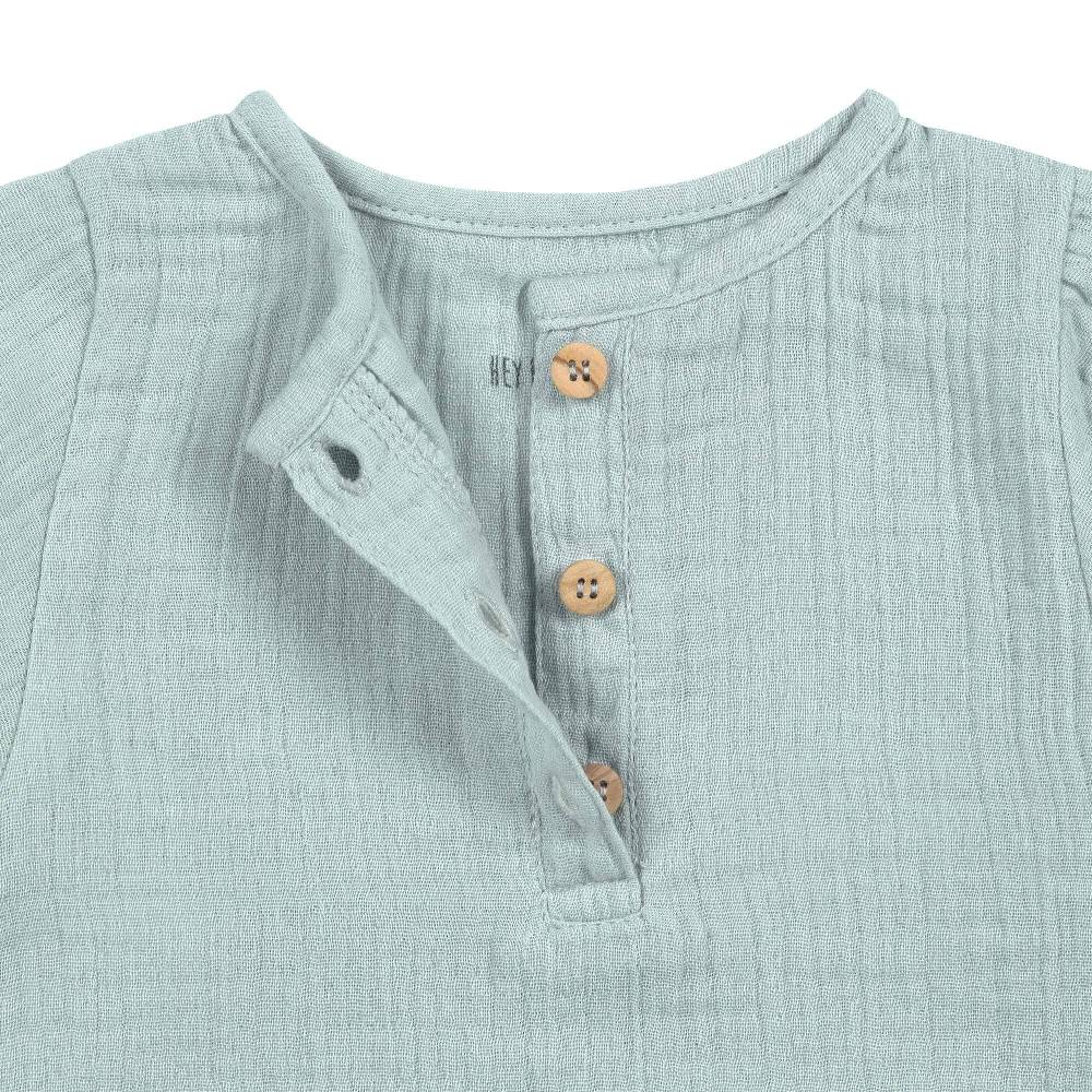 Lässig Musselin Langarmshirt - Bio Baumwolle, Silbergrau Schlussverkauf