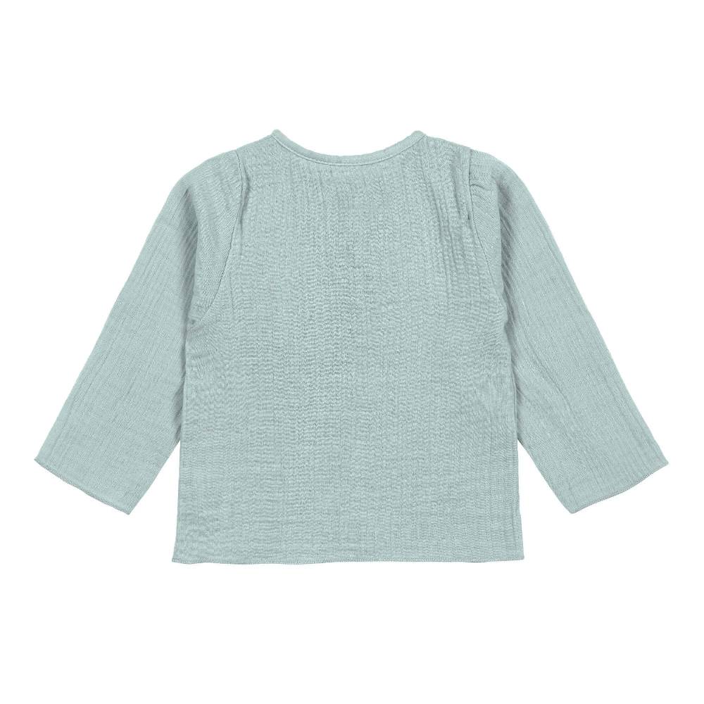 Lässig Musselin Langarmshirt - Bio Baumwolle, Silbergrau Schlussverkauf