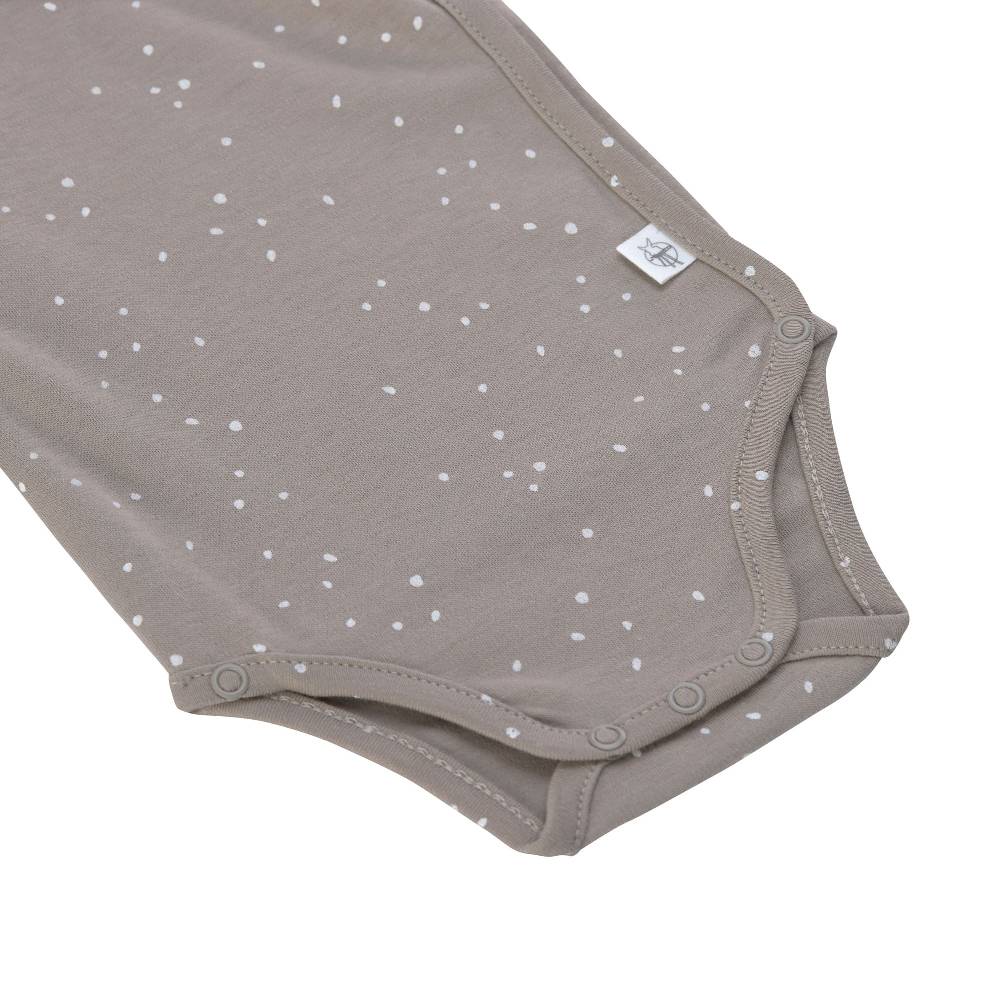 Lässig Baby Wickelbody kurzarm - Bio Baumwolle, Punkte, Taupe Günstig kaufen