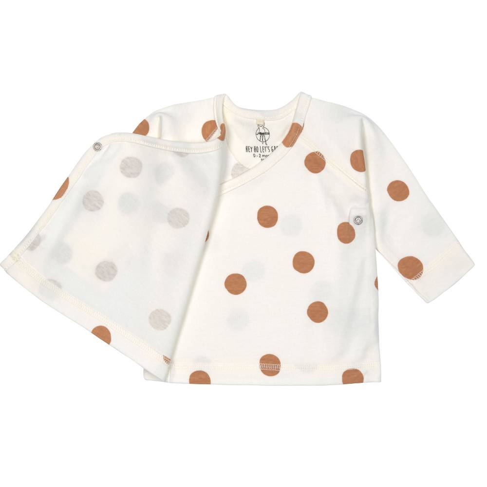 Lässig Baby Wickelshirt - Bio Baumwolle, Big Dots, Beige Top Angebot