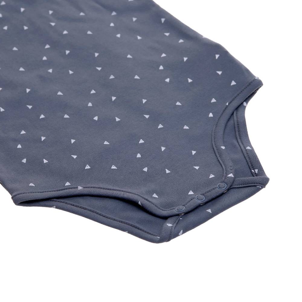 Lässig Baby Body kurzarm - Bio Baumwolle, Dreiecke, Blau Letzter Tag