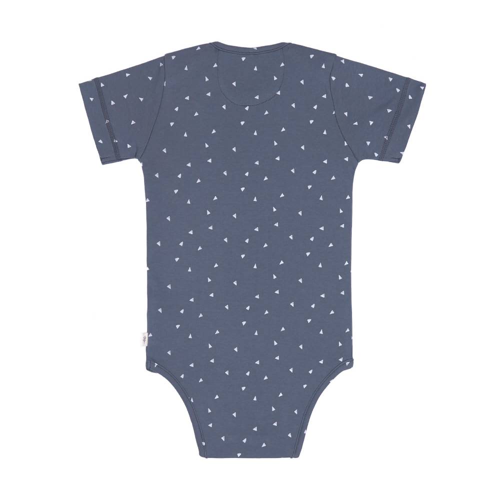 Lässig Baby Body kurzarm - Bio Baumwolle, Dreiecke, Blau Letzter Tag