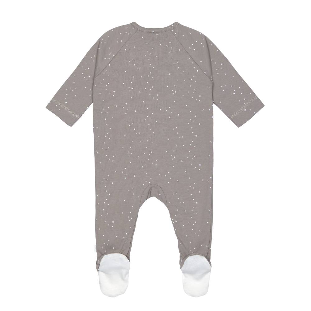 Lässig Baby Schlafanzug mit Füßen - Bio Baumwolle, Sprinkle, taupe Bis zu 50% Rabatt