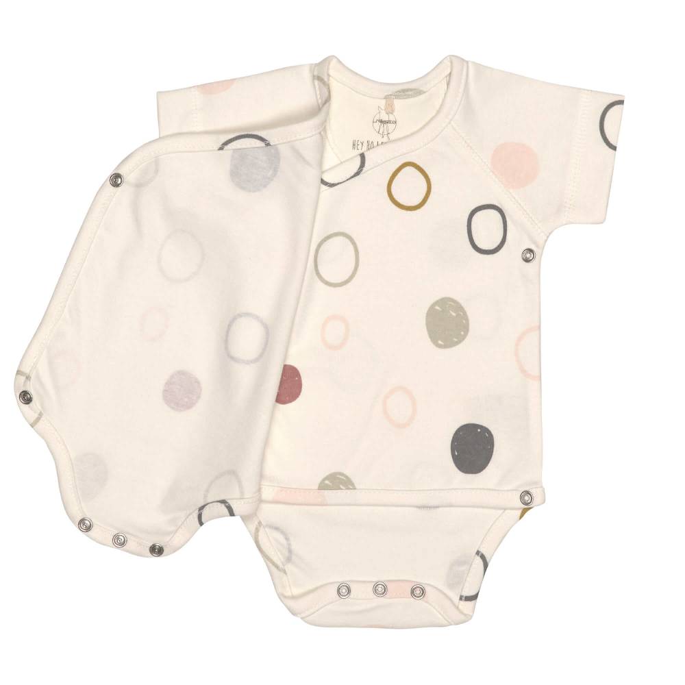Lässig Baby Wickelbody kurzarm - Bio Baumwolle, Kreise, Beige Kostenloser Versand international