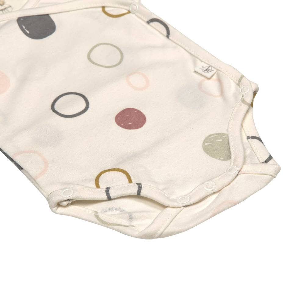 Lässig Baby Wickelbody kurzarm - Bio Baumwolle, Kreise, Beige Kostenloser Versand international