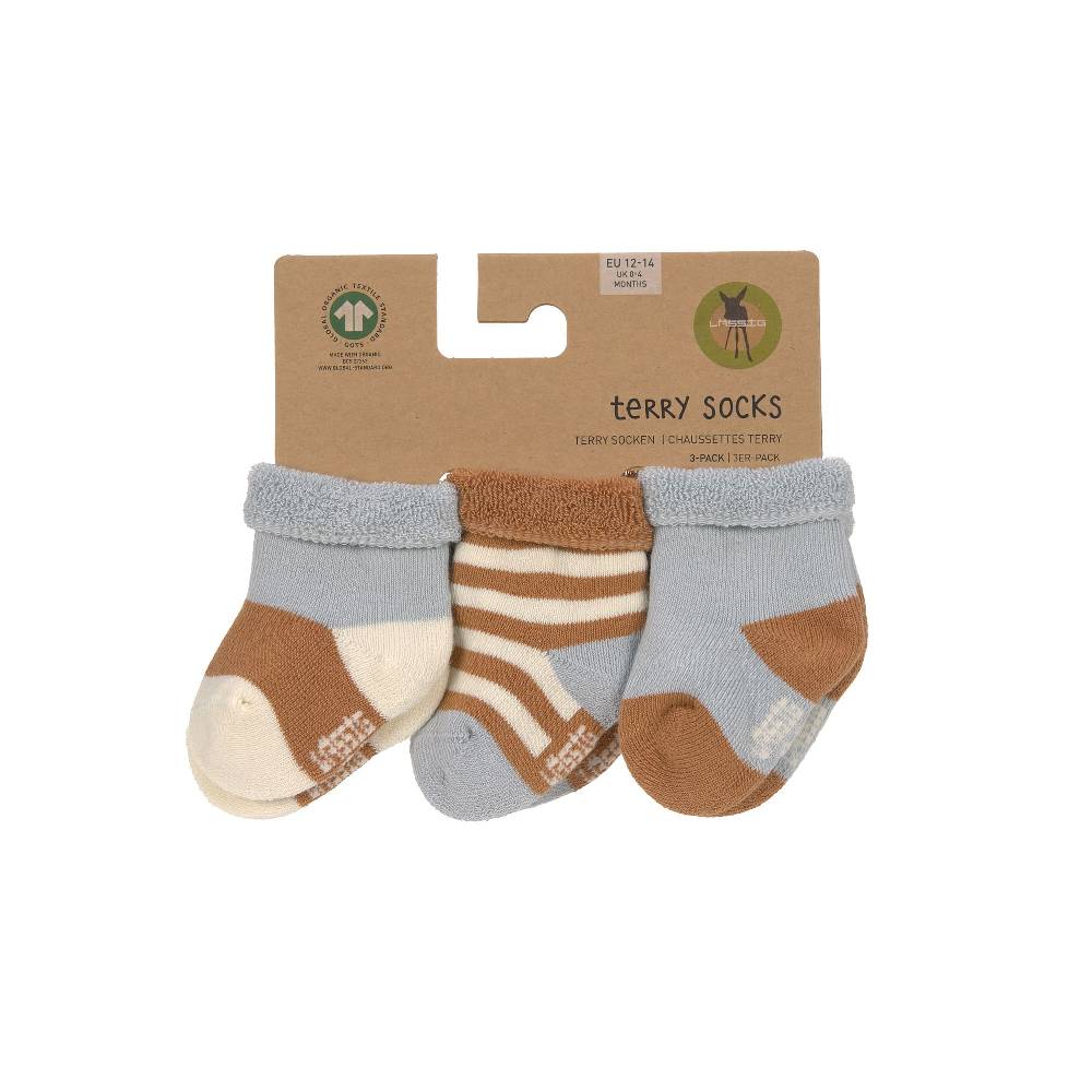 Lässig Frottee Socken Kinder (3er Set), Hellblau Karamell Schlussverkauf