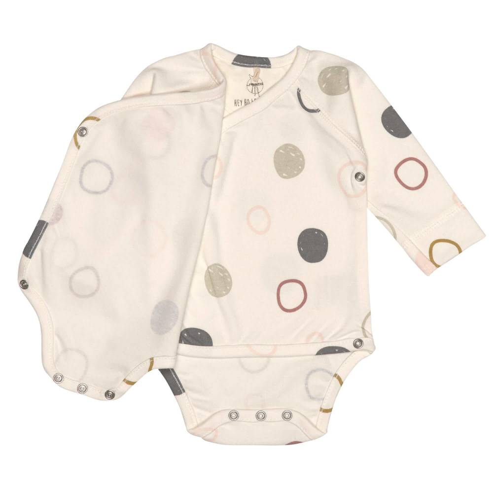 Lässig Baby Wickelbody langarm - Bio Baumwolle, Kreise, Beige Exklusivangebot