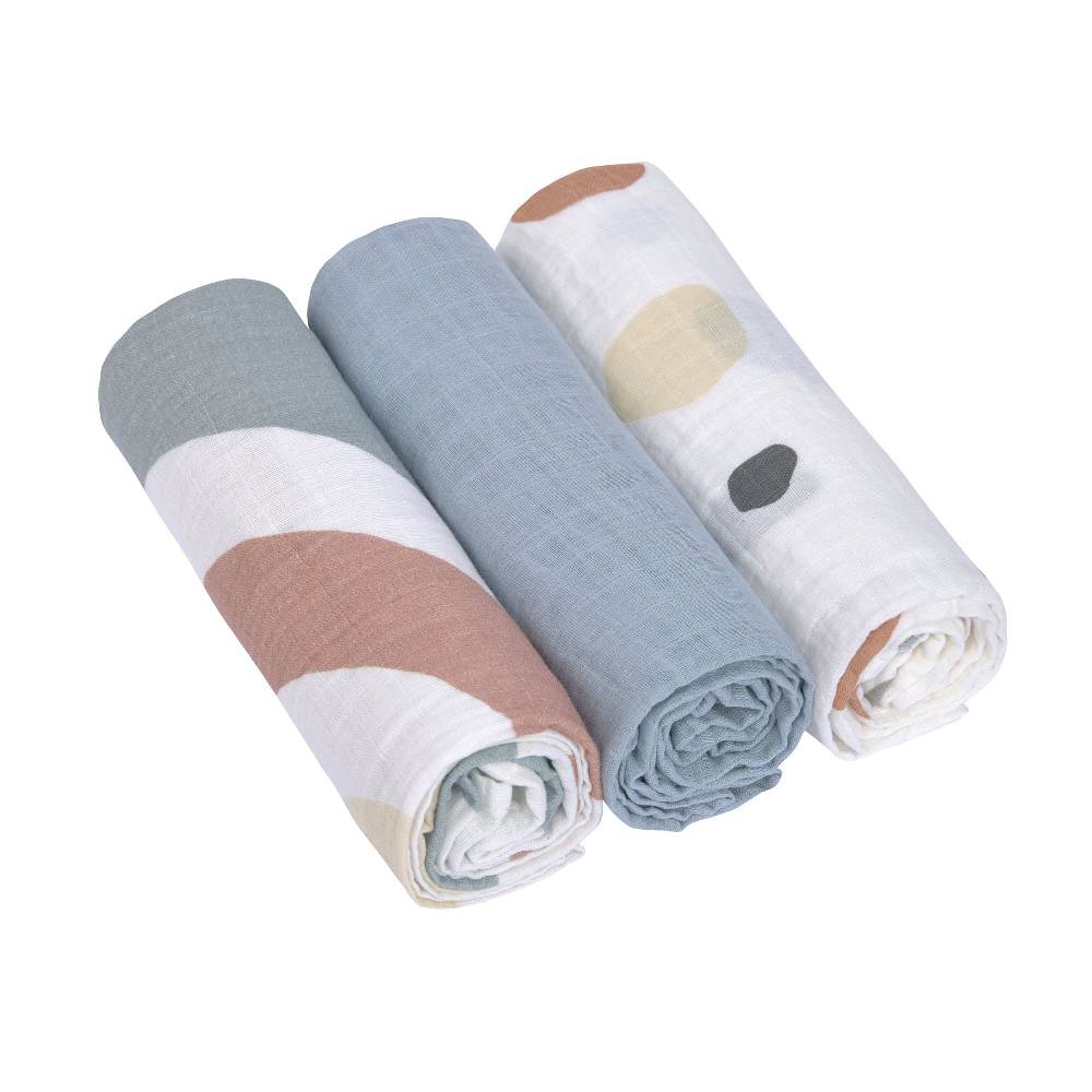 Lässig Mulltücher 3er Set 85 x 85 cm - Regenbogen, Hellblau Saisonale Angebote