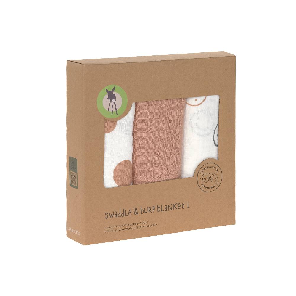 Lässig Mulltücher 3er Set 85 x 85 cm - Tiny Smile, Beige Sonderangebote