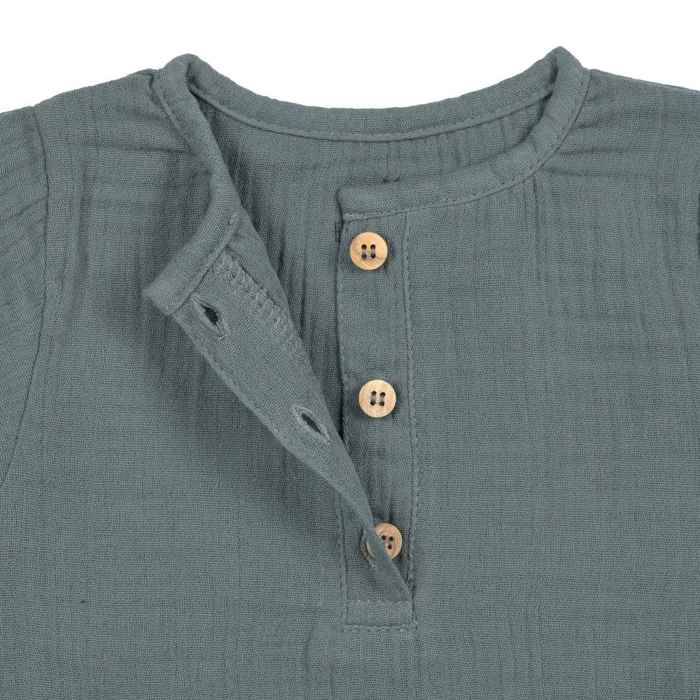 Lässig Musselin Langarmshirt - Bio Baumwolle, Petrolgrün Begrenzt auf 3 Tage