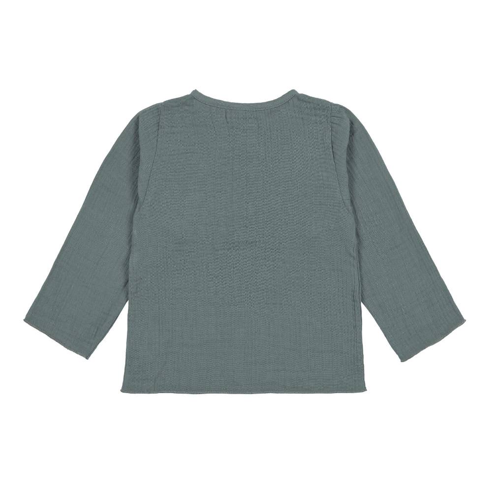 Lässig Musselin Langarmshirt - Bio Baumwolle, Petrolgrün Begrenzt auf 3 Tage