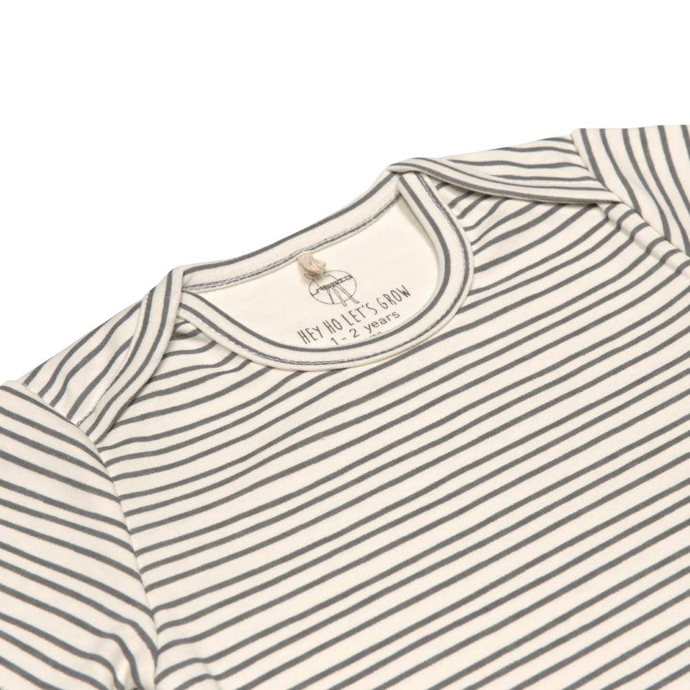 Lässig Baby Body langarm - Bio Baumwolle, Streifen, Grau im Angebot