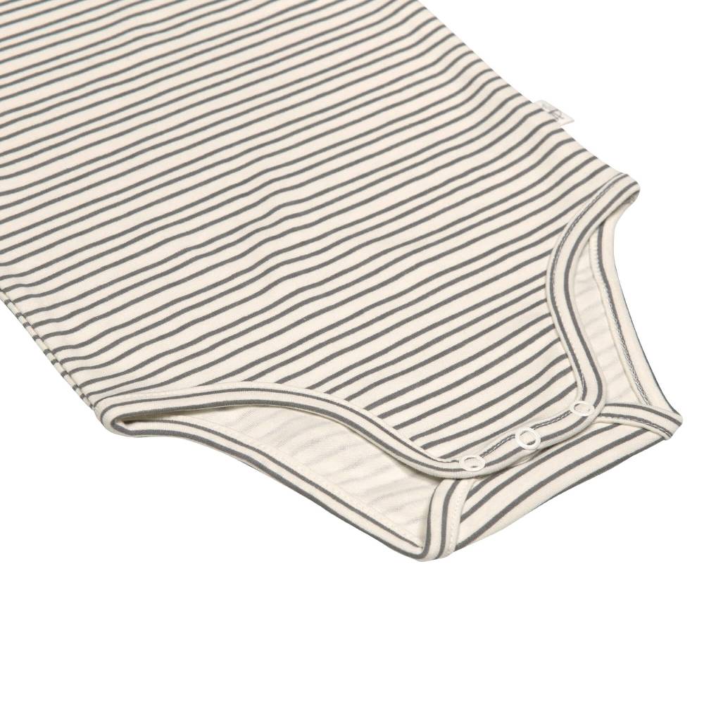 Lässig Baby Body langarm - Bio Baumwolle, Streifen, Grau im Angebot