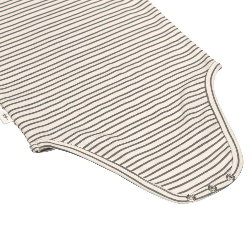 Lässig Baby Body langarm - Bio Baumwolle, Streifen, Grau im Angebot
