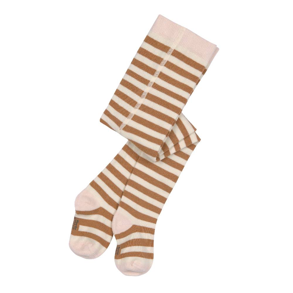 Lässig Strumpfhose GOTS - Tights, Streifen Karamell Weiß Günstiger Verkauf