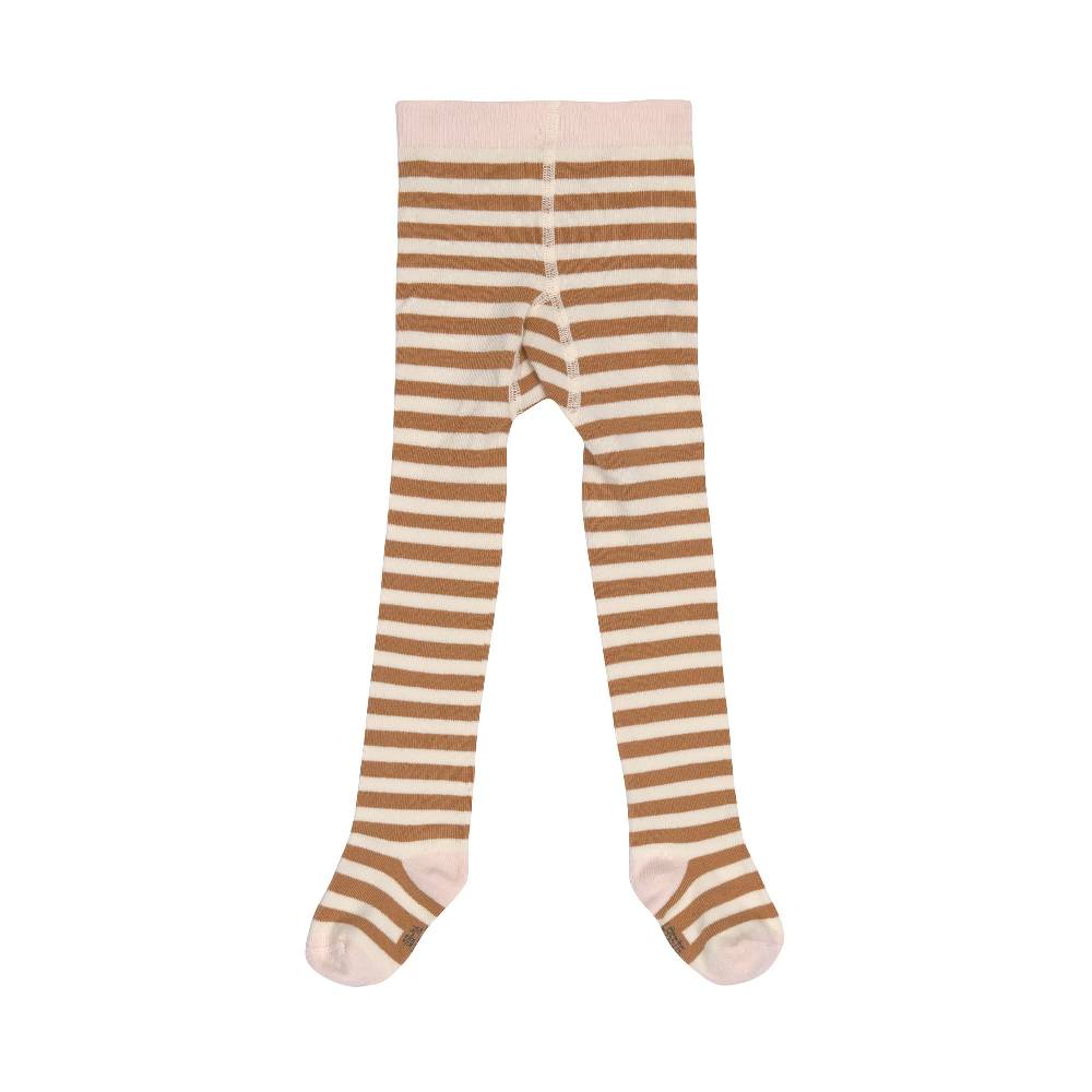 Lässig Strumpfhose GOTS - Tights, Streifen Karamell Weiß Günstiger Verkauf