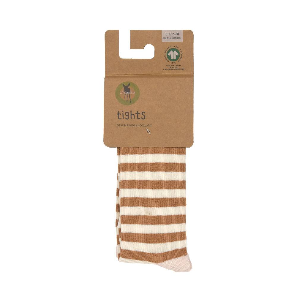 Lässig Strumpfhose GOTS - Tights, Streifen Karamell Weiß Günstiger Verkauf