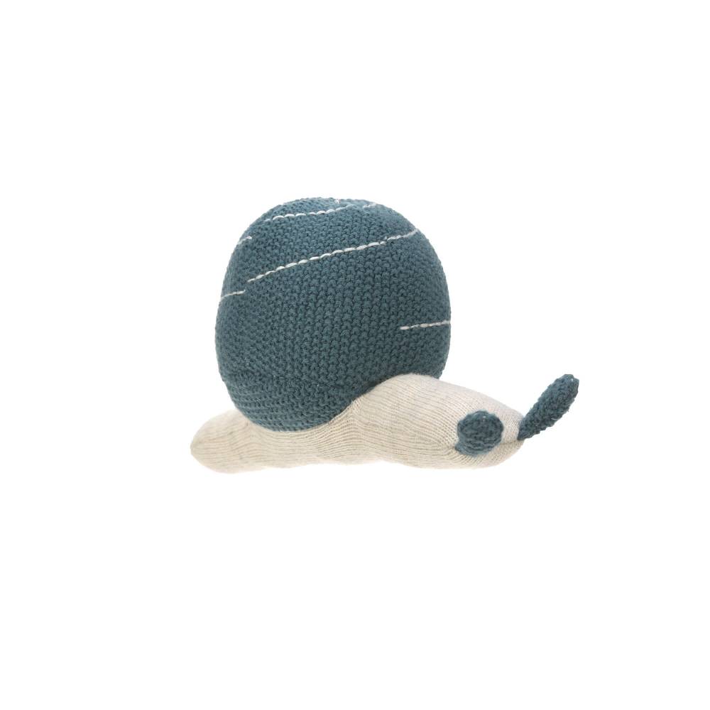 Lässig Kuscheltier mit Rassel - Knitted Toy, Garden Explorer Schnecke Blau Fabrik Onlineshop