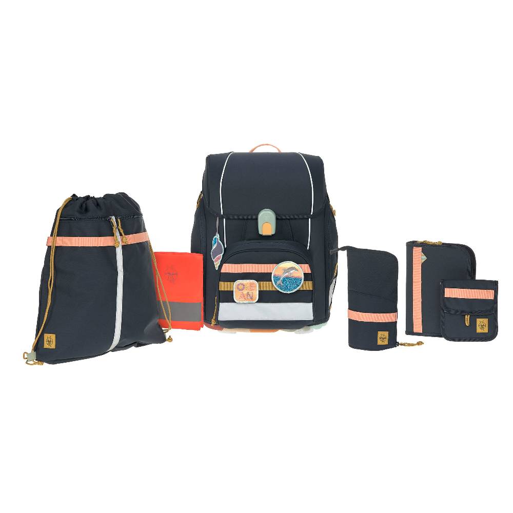 Lässig Schulranzen Set 7-teilig Boxy - Unique Ocean, Dunkelblau Weihnachtsangebot