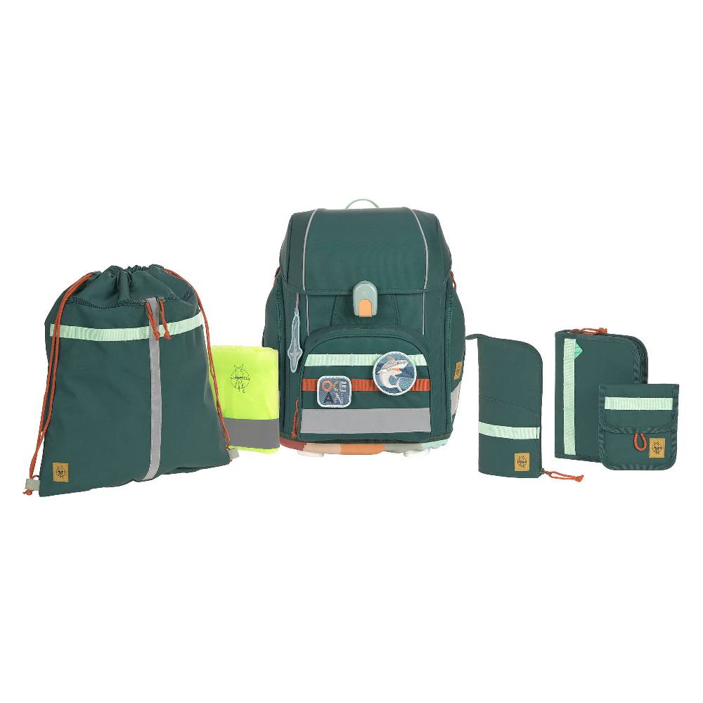 Lässig Schulranzen Set 7-teilig Boxy - Unique Ocean, Dunkelgrün