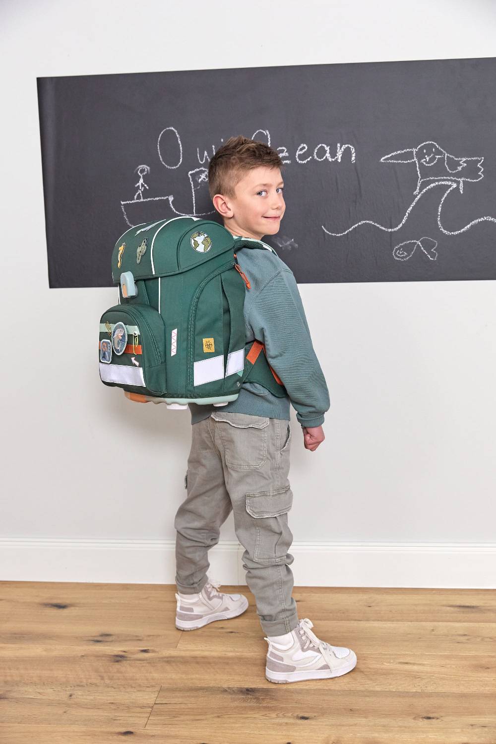 Lässig Schulranzen Set 7-teilig Boxy - Unique Ocean, Dunkelgrün Jubiläumsangebot