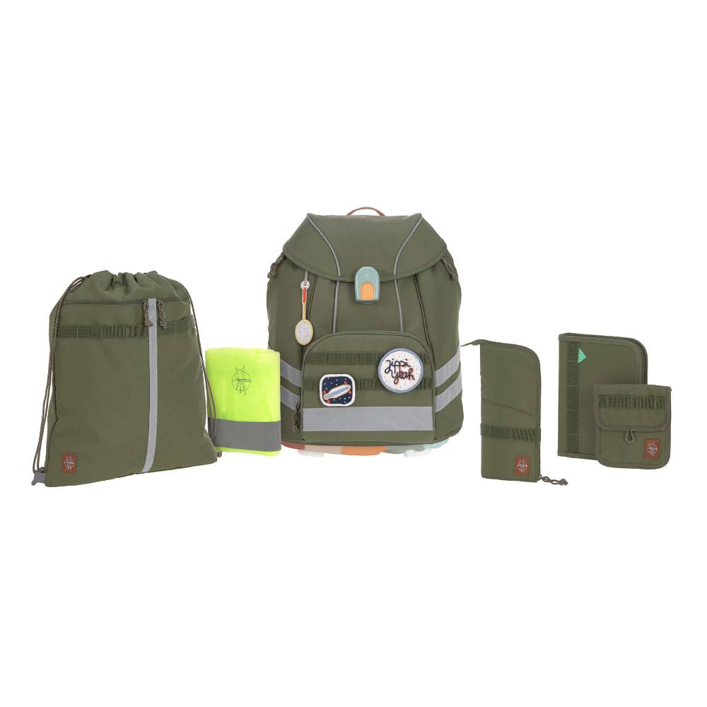 Lässig Schulranzen Set 7-teilig, Flexy Unique Olive Zeitlich begrenztes Angebot