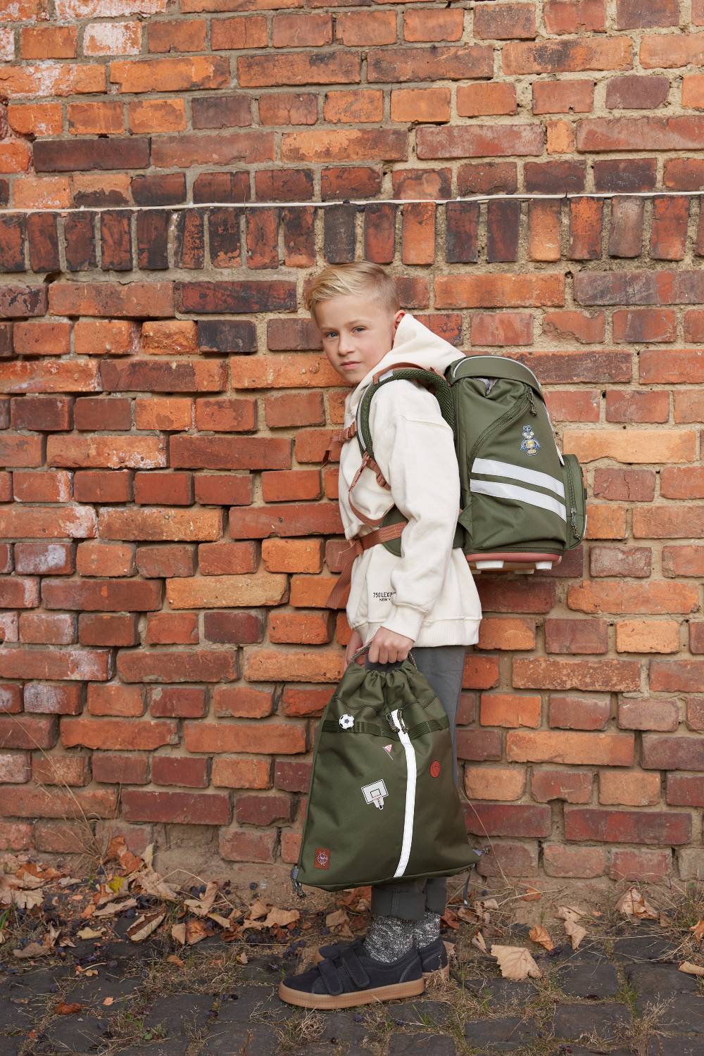 Lässig Schulranzen Set 7-teilig, Flexy Unique Olive Zeitlich begrenztes Angebot