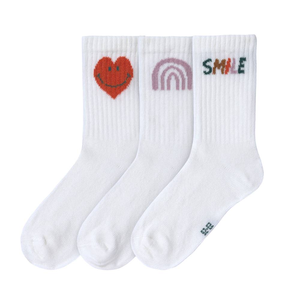 Lässig Tennissocken Kinder 3er-Set - Little Gang, Smile Weiß