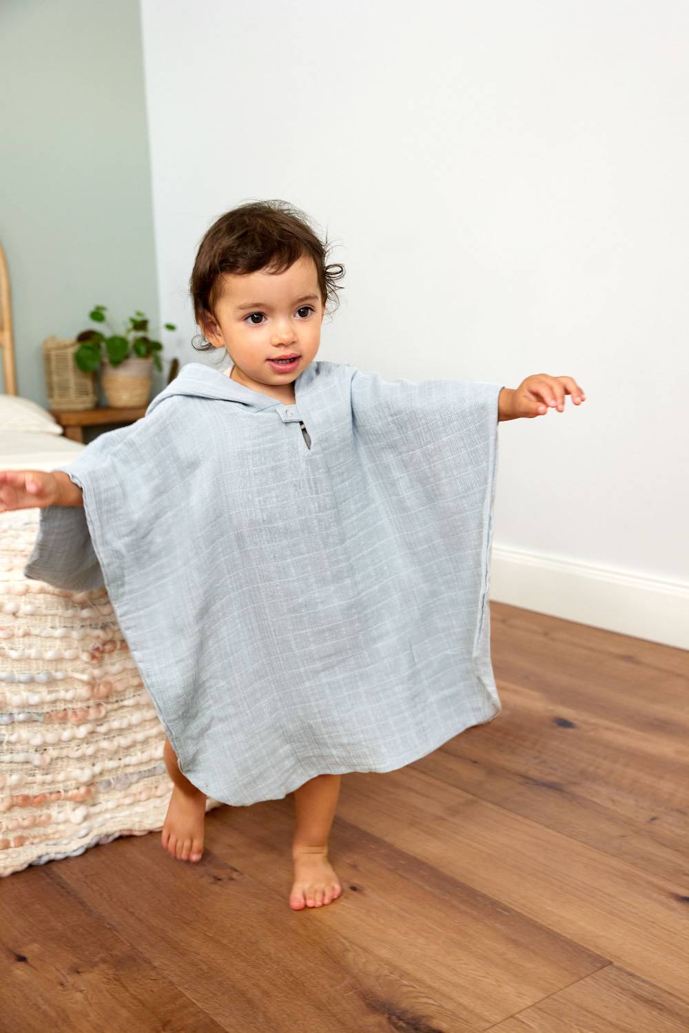 Lässig Badeponcho Kinder aus Musselin, Hellblau Jubiläumsangebot