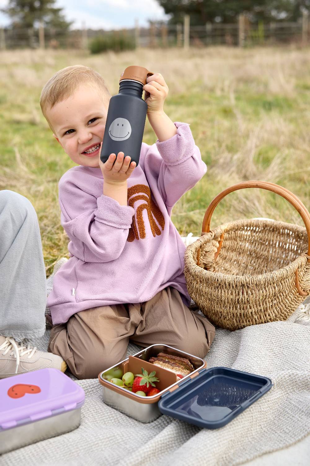 Lässig Brotdose Kinder - Edelstahl Lunchbox, Little Gang Smile Blau Zeitlich begrenztes Angebot