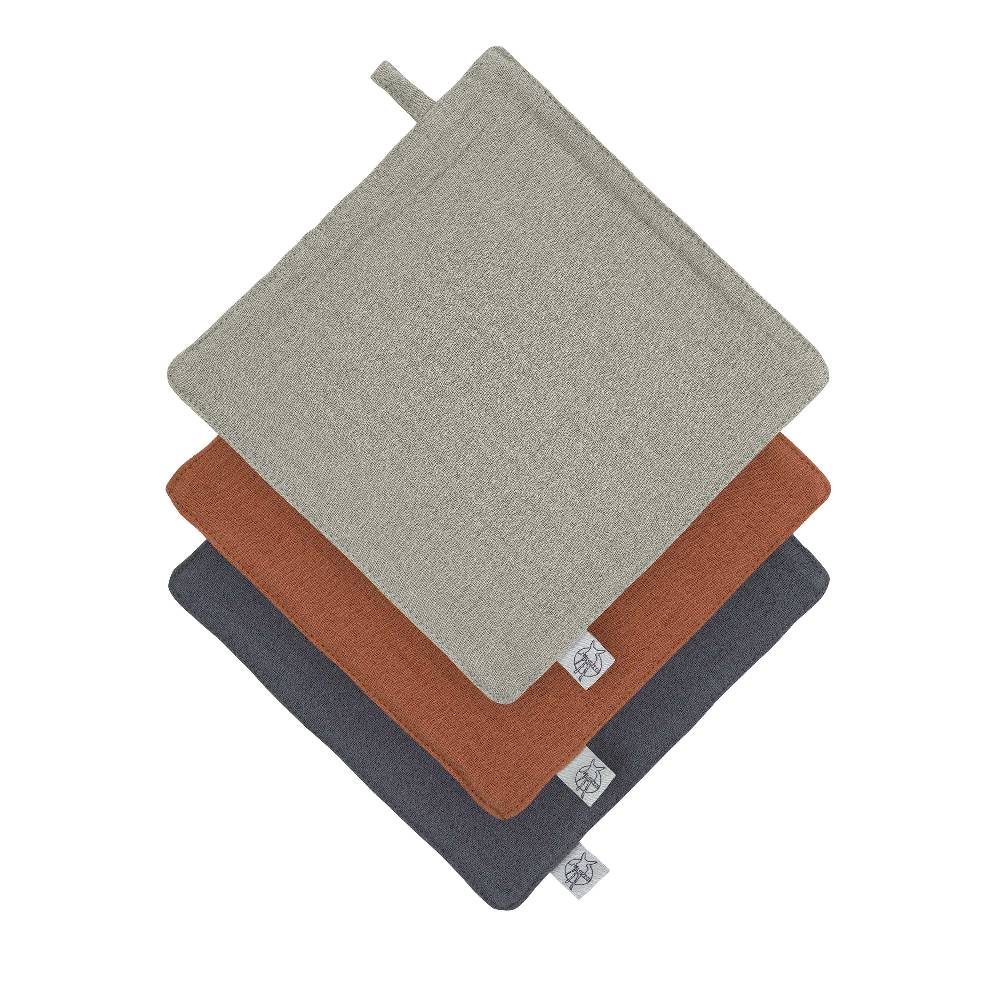 Lässig Mull Waschlappen Baby 3er Set, Oliv Rostrot Anthrazit Super Sparpreis