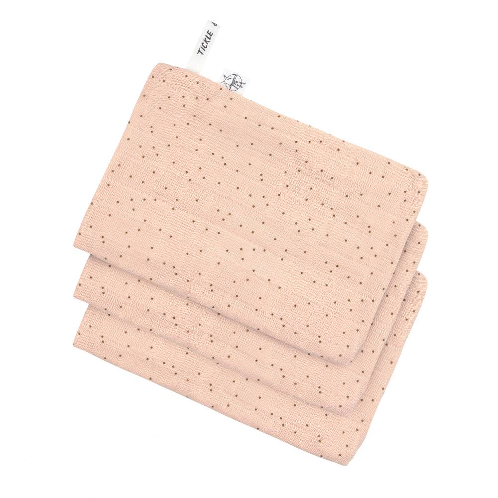 Lässig Mull Waschlappen Baby 3er Set - Punkte, Rosa