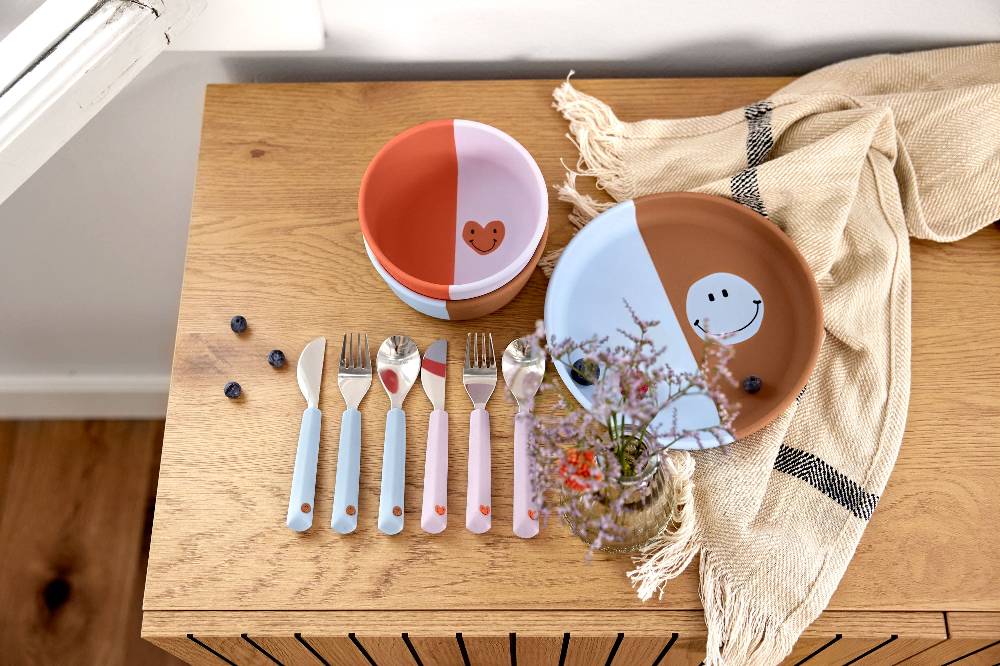 Lässig Kinderbesteck Set (Gabel, Löffel, Messer) - Happy Rascals, Herz Nur noch ein Tag übrig