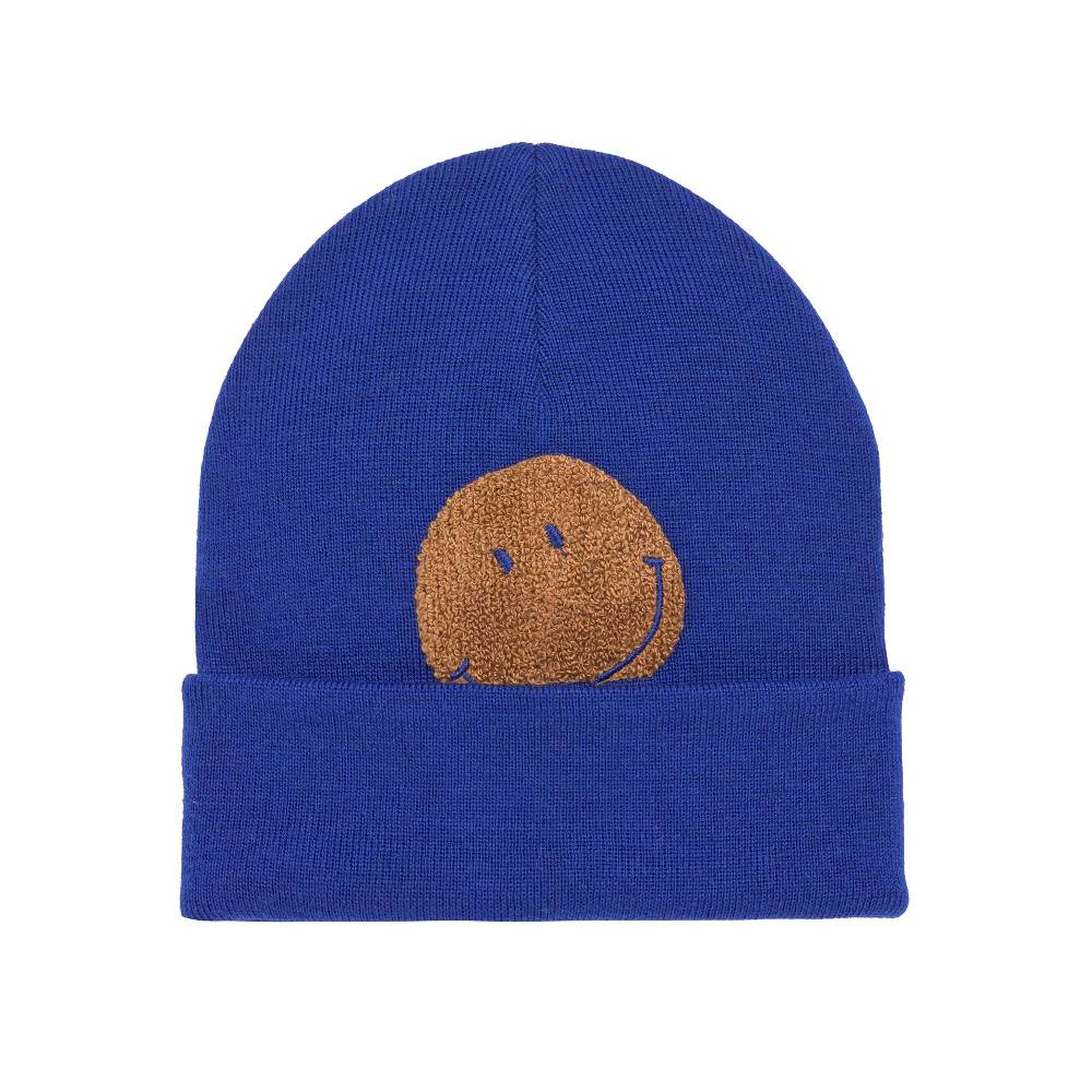 Lässig Beanie Mütze Kinder - Merino Wolle, Little Gang, Smile Blau Fabrikladen