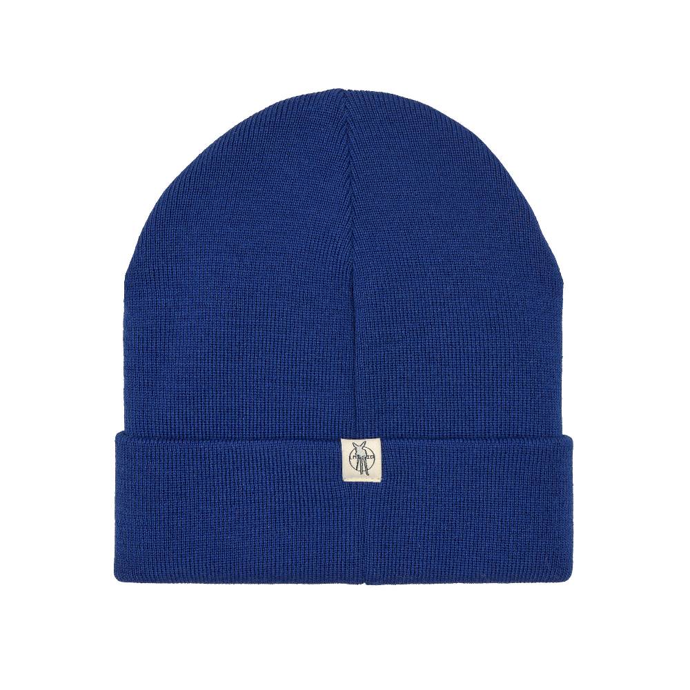 Lässig Beanie Mütze Kinder - Merino Wolle, Little Gang, Smile Blau Fabrikladen