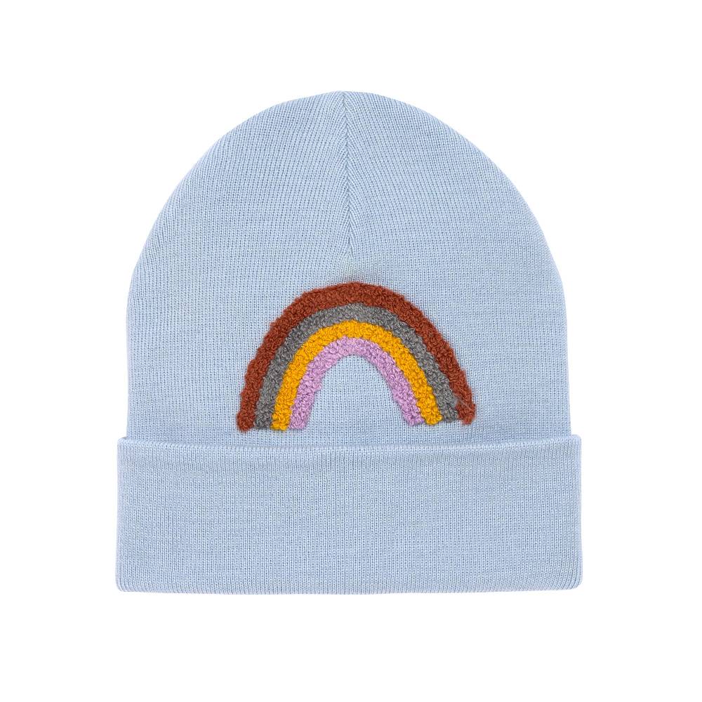 Lässig Beanie Mütze Kinder - Merino Wolle, Little Gang, Regenbogen Hellblau Begrenzt auf 3 Tage