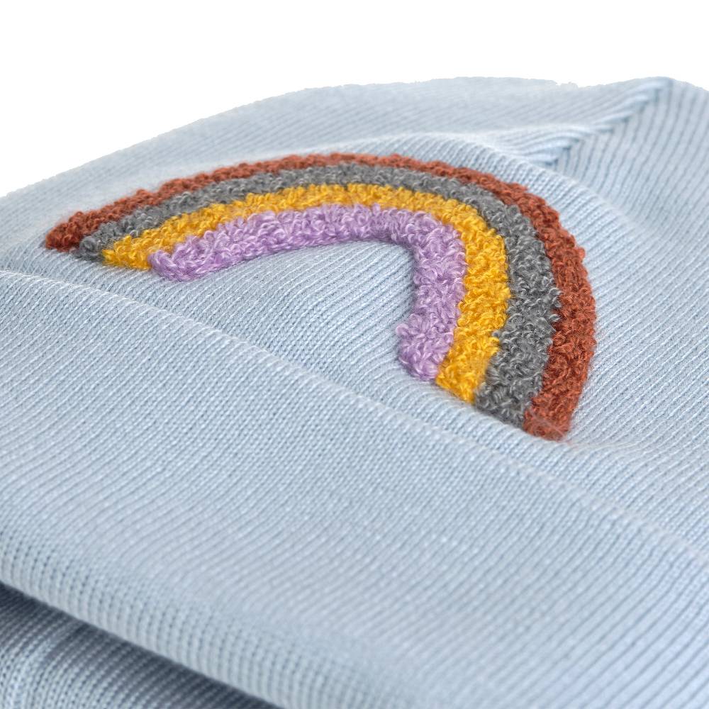 Lässig Beanie Mütze Kinder - Merino Wolle, Little Gang, Regenbogen Hellblau Begrenzt auf 3 Tage