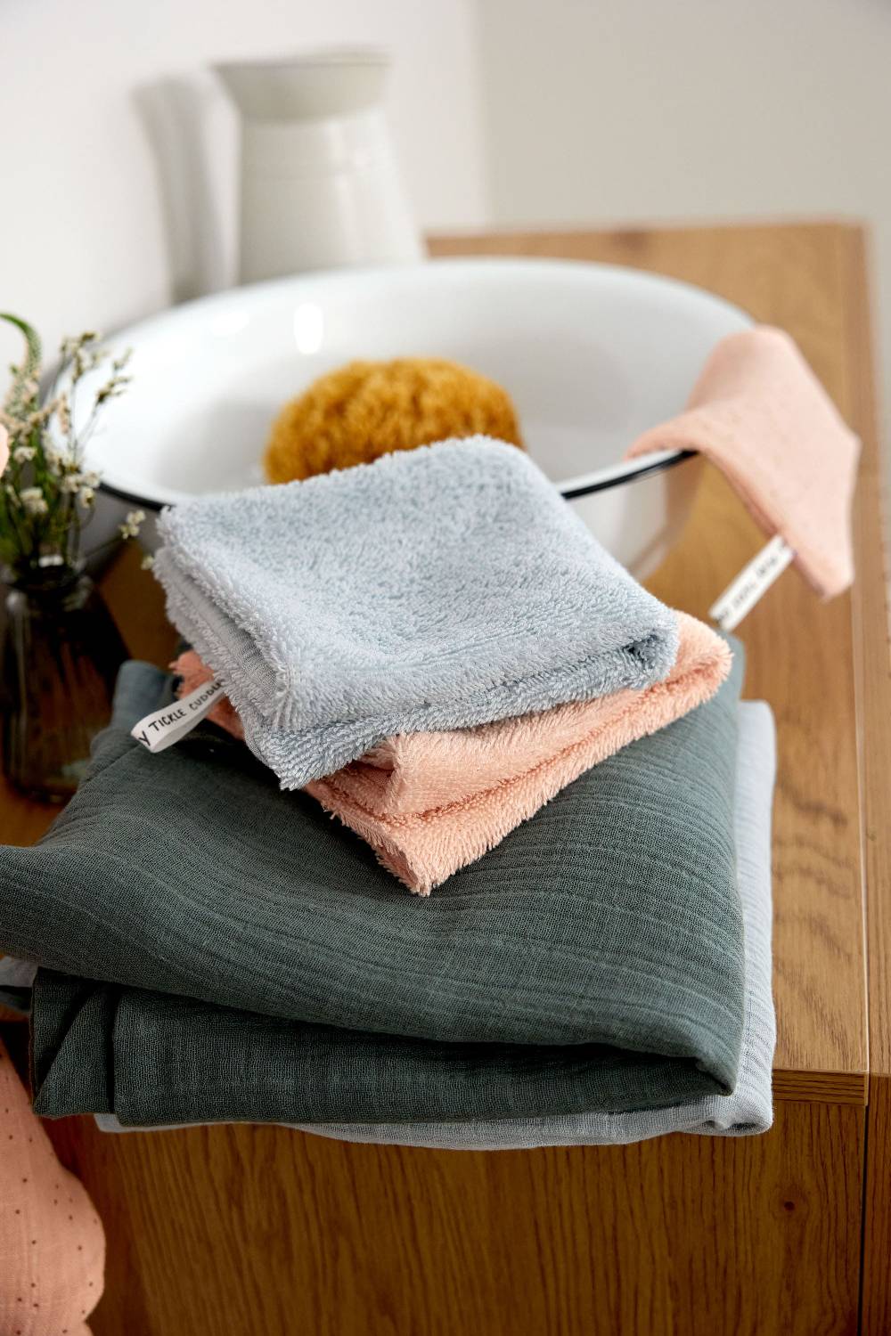 Lässig Musselin Waschlappen Baby 3er Set, Hellblau im Angebot