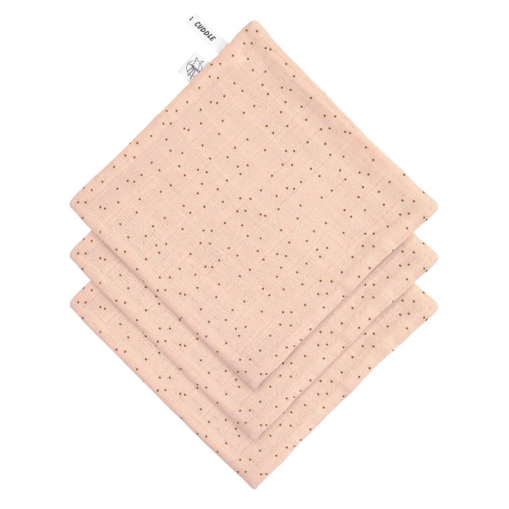 Lässig Musselin Waschlappen Baby 3er Set - Punkte, Rosa Fabrikverkauf