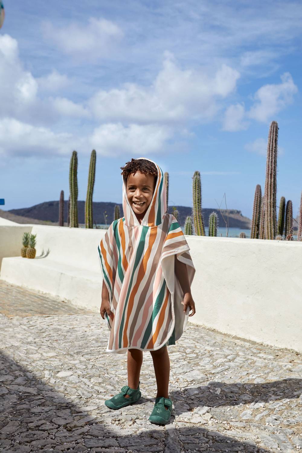 Lässig UV Badeponcho Kinder - Wellen, Rosa Weiß VIP-Rabatte