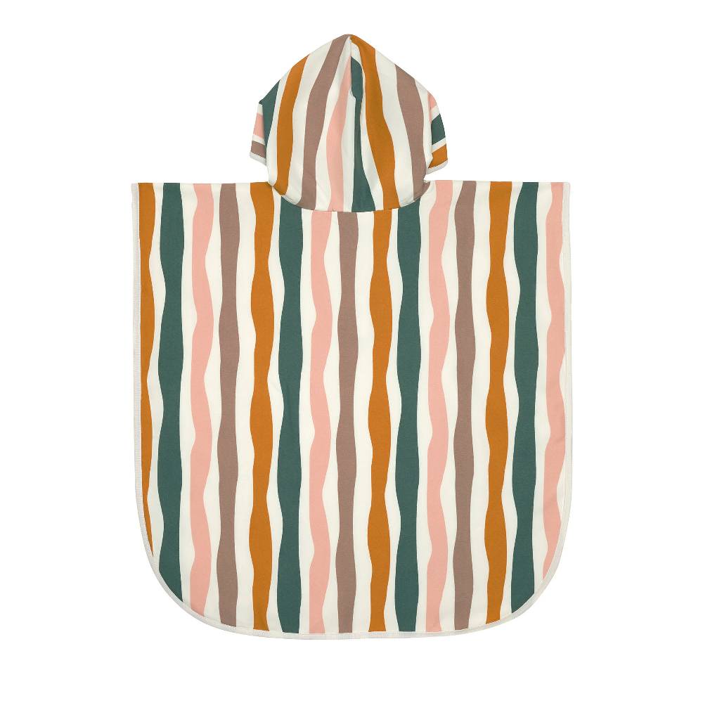 Lässig UV Badeponcho Kinder - Wellen, Rosa Weiß VIP-Rabatte