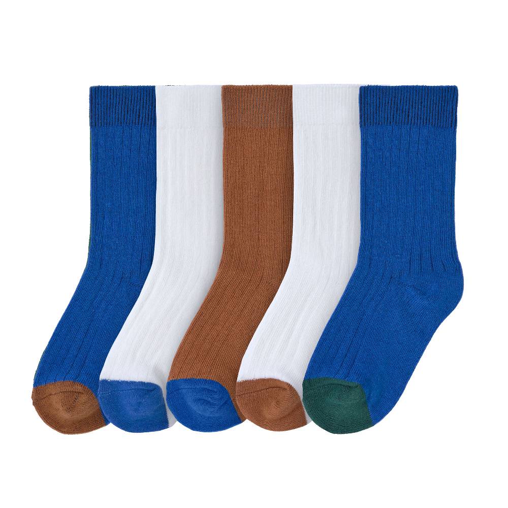 Lässig Kinder Socken 5er Set - Little Gang, Blau Weiß Karamell Fabrikpreis