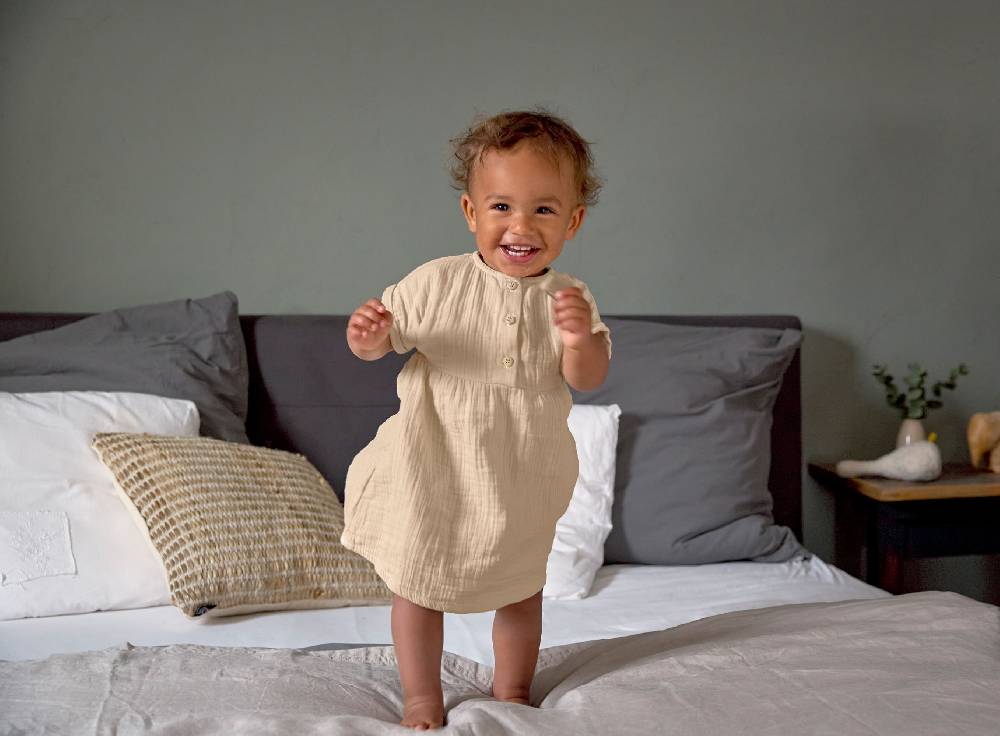 Lässig Kinderkleid - Bio Baumwolle, Nature, Beige Jubiläumsangebot