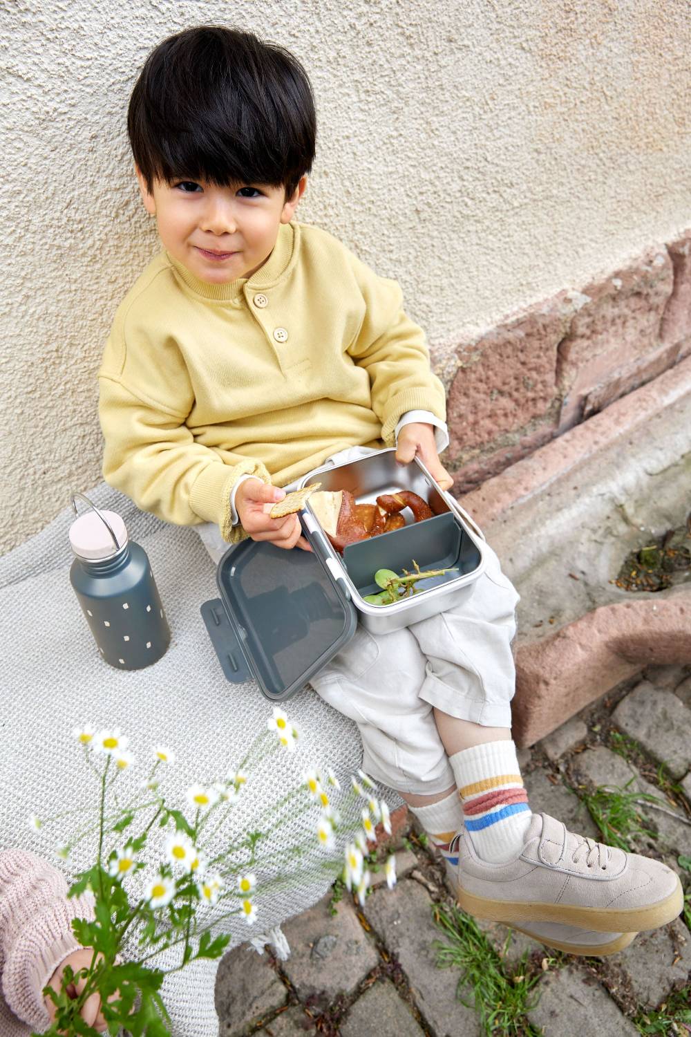 Lässig Kinder Brotdose Edelstahl - Lunchbox, Happy Prints, Dunkelblau JETZT KAUFEN