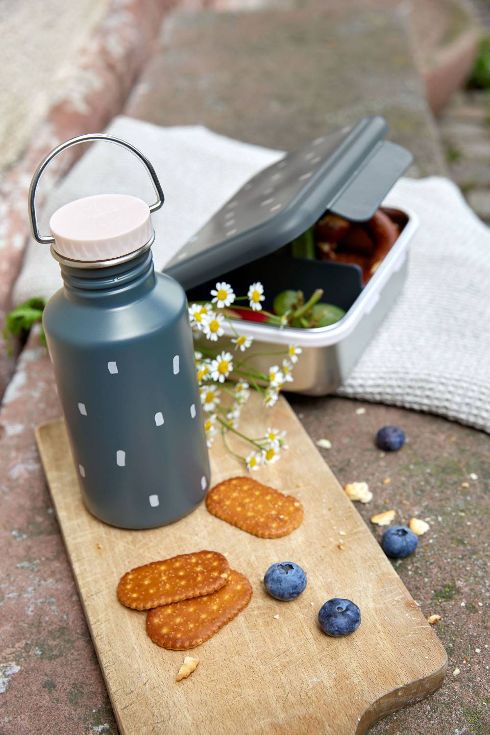 Lässig Kinder Brotdose Edelstahl - Lunchbox, Happy Prints, Dunkelblau JETZT KAUFEN