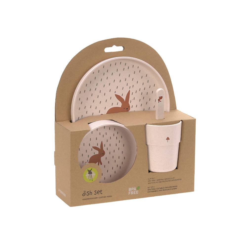 Lässig Kindergeschirr Set (Teller - Schüssel - Becher - Löffel), Little Forest Hase Super Rabatt