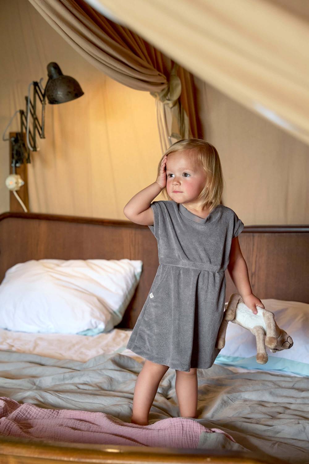 Lässig Frottee Kleid Kinder, Anthrazit Blitzverkäufe