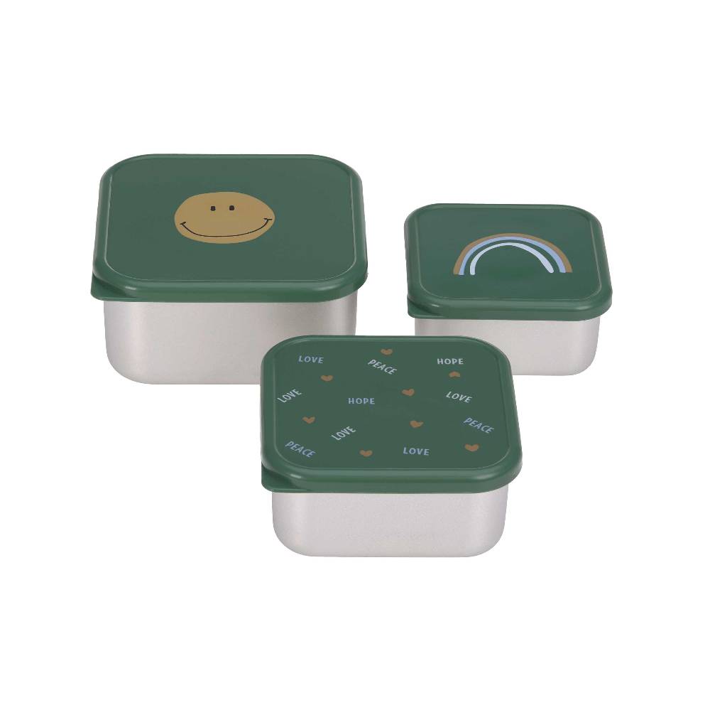 Lässig Snackbox Kinder (3er Set) - Edelstahl Brotdose Happy Rascals, Smile Weihnachtsangebot