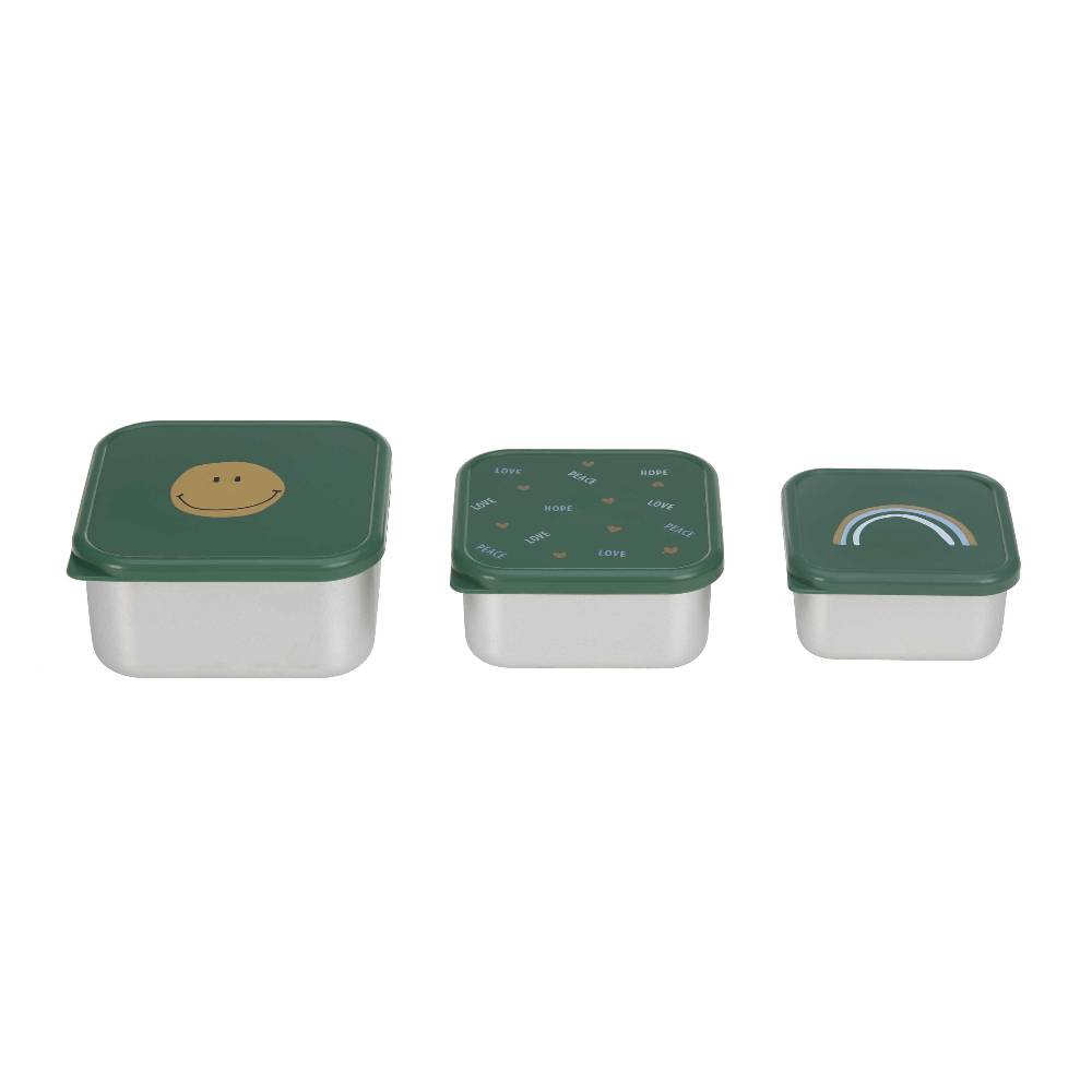 Lässig Snackbox Kinder (3er Set) - Edelstahl Brotdose Happy Rascals, Smile Weihnachtsangebot